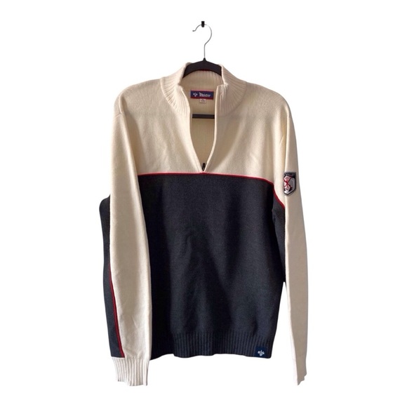 Meister Ski Sweater Vintage Deer Valley Sweater XL Wool Quarter Zip Lodgewear - Picture 2 of 9